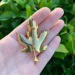 Vintage Gold, White, Neon Pink Ombré/Gradient Maple Leaf Brooch/Pin Photo 1