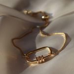 Boutique Gold Carabiner Slider Bracelet Adjustable Photo 0