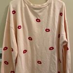 Loft Pink Red Kiss Lips Crewneck Long Sleeve Sweatshirt Sweater XL Photo 4