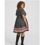 Torrid Black Pink Mini Challis Short Sleeved Tiered Pockets Flare Dress Size 1X Photo 2