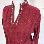 Woolrich  Wool Blend Ruby Heather 1/4 Zip Mock Neck Sweater Speckled Ribbed Size M Photo 1
