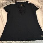 Lilly Pulitzer  Luxletic Frida black onyx flower polo shirt short sleeve UPF 50 Photo 2