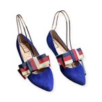 Gucci Sylvie Bow Web Stripe Ballerina Flats EU 38 US 8 Suede Slippers Slides Photo 0