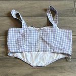 Cotton Candy Purple Plaid Crop Top Blue Size L Photo 3