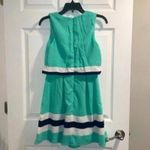 YA Los Angeles  Blue Color Block Cheer Style Sleeveless Fit and Flare Dress Photo 5