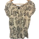 Saint Tropez West Linen Floral Dotted Cream Black Off Shoulder Peplum Blouse Top Photo 0