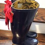 JOULES EVEDON Navy Blue Tall Rain Boots with Red Bows US Sz 8 Photo 3