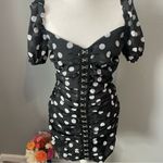 Urban Outfitters  black and white polka dot ruched corset dress with puff sleeves Photo 1