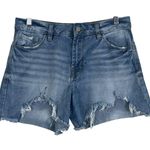 Kensie Jean Shorts Womens 2 Medium Wash Denim Cutoff 100% Cotton Whiskering Photo 0
