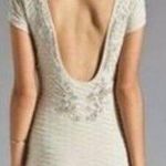 Free People Bringing Sexy Back Champagne Textured Beaded Mini Dress - size Small Photo 1