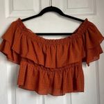 ZARA  ruffled crop top rust blouse Photo 3