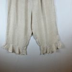 Flax  Linen Culottes Cropped Pants Elastic Waist Ruffle Hem Medium Photo 7