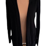 Splendid Black Cardigan Waffle Knit Hooded Asymmetric Minimalist Cozy Classic Photo 0