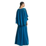 Sachin + Babi  Size 2 NWT Moroccan Blue Crepe Embroidered Wren Cape Maxi Gown Photo 2
