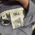 QL2 Quelledue Blue & White‎ Houndstooth Wide Leg High Rise Dress Pants Size 40 Photo 6