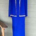 J Kara Beaded Dress with Beaded Jacket Blue Size 8 Photo 0
