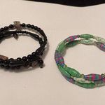 Lot Of 2 Stretchy / Spiral Costume Beaded Bracelets Clay / Paper Beads Photo 0