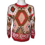 French Navy Vintage Grandpa Sweater Knit Fair Isle Pullover Crewneck size small Photo 6