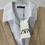 ZARA  CONTRASTING SHIRT DRESS - CAMEL/WHITE SZ M NWT Photo 6