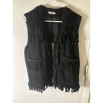 CooFandy Black Sleeveless Zip Up Fringe Vest L Cowgirl Western Country Witchcore Size XL Photo 4