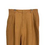 ZARA  Women's Sz L Orange Pleated Flat Front Pants High Rise Straight Leg Photo 5