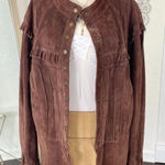 DG 2 Plus Size Early 2000's Witchy Whimsygoth Dark Brown Suede Leather Jacket 3X Photo 0