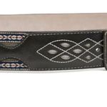 Brown Genuine Leather Calf Hair Aztec Ribbon Trim Belt Size 40 Photo 1