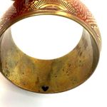 Red and gold tone wide brass bangle bracelet Photo 8