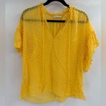 Alice + Olivia  Yellow Boho Short Swiss Dot Sleeve Julius Ruffle Sleeve Blouse S Photo 0
