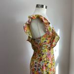 BCBGeneration BCBG Generation Yellow Ruffle Floral Print Midi Dress Size Small Photo 11