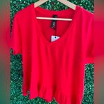 Bobi - Short Sleeve T-Shirt - Cotton - Slight Crop - Ruffle Hem - NWT - Cotton Photo 4