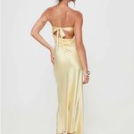 Princess Polly Haley Trendy Butter Yellow Silky Open Back Maxi Dress Photo 2