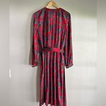 Vintage 70’s Leslie Fay ornate floral paisley challis Mod belted shirt dress Red Size 14 Photo 6