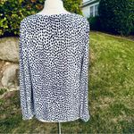 J.Crew  Womens Sz 12 Spotted Long Sleeve V-neck Popover Top White Black Photo 7