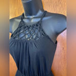 Derek Heart Women's Black Maxi Dress Size Small Strappy Back & Handkerchief Hem Photo 5