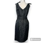 Spense women's 10 black gold metallic v neck sleeveless dress belt bow shoulder Photo 11