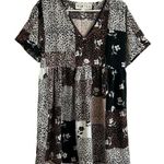 Hiatus Women’s Size S Patchwork Leopard Floral Print Short Sleeve Mini Dress Photo 0