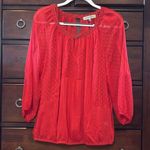 Figueroa & Flower Red Polka Dot Sheer Blouse by Free People size L Size L Photo 9
