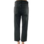 Women's Black High Rise Distressed Straight Wide Leg Crop Denim Jeans Pants Sz 2 Photo 2