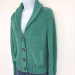 American Eagle  Chunky Knit Shawl Collar Cardigan Sweater LG Green Blue Pockets Photo 1