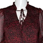 Haver London Shirt Womens XS Red Cheetah Print Blouse Office Casual Versatile Photo 4