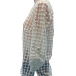 Akris Punto  Women’s Scoop Neck 3/4 Sleeve Top Size 6 Cream Sheer Dot Pattern Photo 3