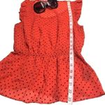 Forever 21 Women's Top Red Peplum Sleeveless Blouse Ruffle polka dots S Photo 5
