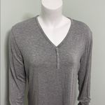 Little Sleepies Women’s Gray Long Sleeve V neck pajama top size medium Photo 3
