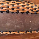 Ellepi Woven Leather Basket Tote Bag Handmade Italy Black Brown Zip Top Photo 9