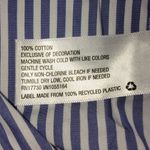 Merona Blue /White Striped Button Front Bouse with Embroidered Pink Rose Details Photo 15