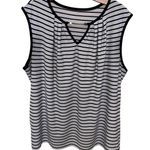 Anne Klein Sleeveless Keyhole Top Striped Gold Chain Size 2X Photo 0