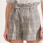 Veronica Beard  Baga Check Wool Blend High Rise Paperbag Shorts Sz 2 Photo 2