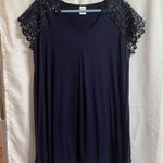 Navy Lace Sleeve Large V Photo 0