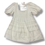 Anthropologie Cream Off-White Square-Neck Puff-Sleeve Tiered Dress – Large Photo 1